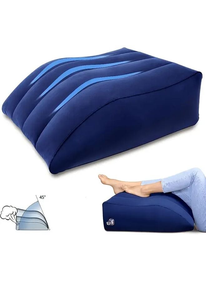 Blue Inflatable Body Pillow for Sleeping and Reading Polyester Cover Fiber Fill 1pc - Image 1